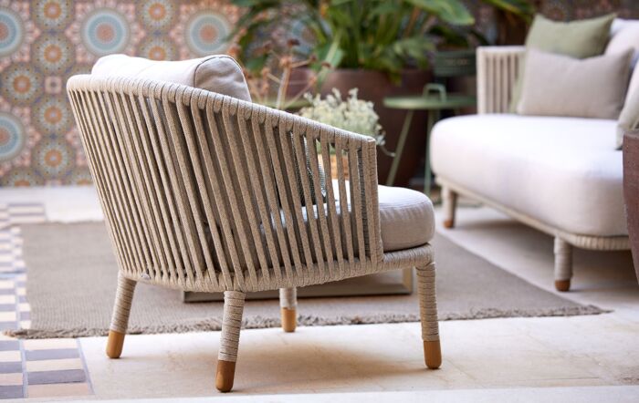 Cane-Line Moments Three Seat Garden Sofa Set with Lounge Armchair - Sand-75430ROSAAITSA/74430ROSAAITSA