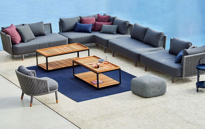 Small Santander Corner sofa with optional extra teak Gabor table