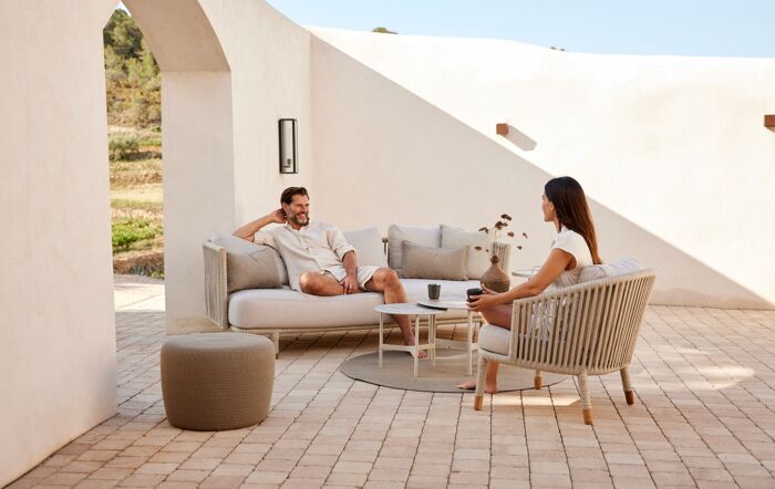 Cane-Line Moments Three Seat Garden Sofa Set with Lounge Armchair - Sand