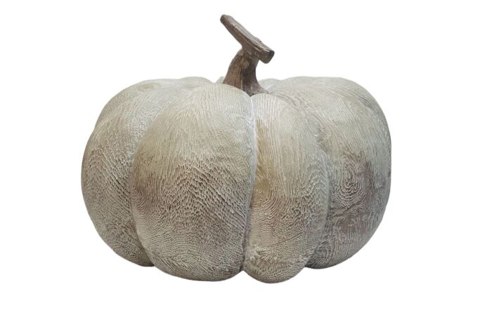 Hill Interiors Carved Wood Effect Squat Pumpkin-21293