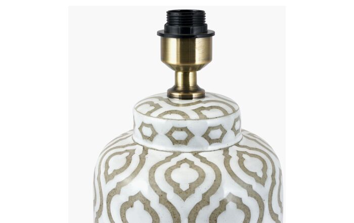 Pacific Lifestyle Celia Taupe and White Pattern Ceramic Table Lamp-30-878-BO