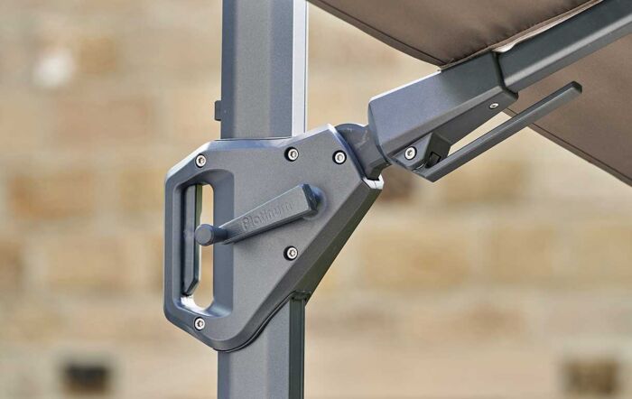 Pacific Lifestyle Challenger T2 3m Square Havana Taupe Cantilever Parasol with 90kg Wheeled Base-18-193-HV & 18-125