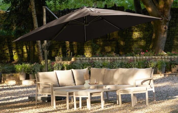 Pacific Lifestyle Glow Challenger Square T2 3m Havana Taupe Premium Cantilever Parasol-18-190-HV