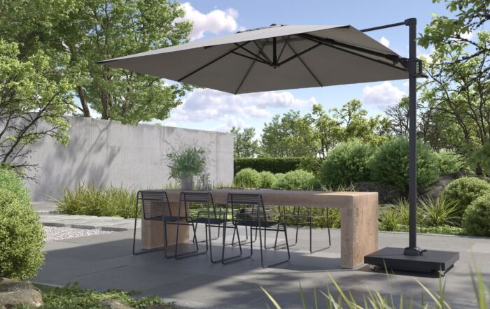 Pacific Lifestyle Challenger T2 3.5m x 2.6m Rectangular Champagne Cantilever Parasol With 90kg Wheeled Base-18-304-CH/18-125