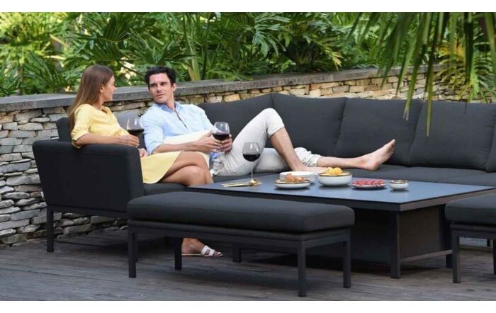 Maze Pulse Rectangular Corner Dining Set with Adjustable Table - Charcoal-FB-PUL-RCD-FPT-ST