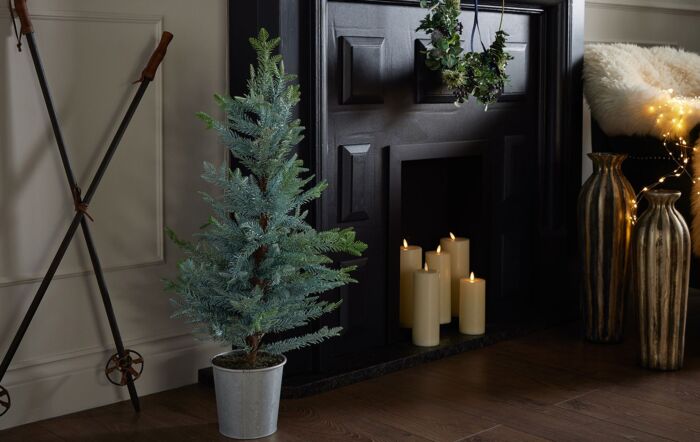 Hill Interiors Tall Christmas Fir Tree In Metal Pot-21822 1