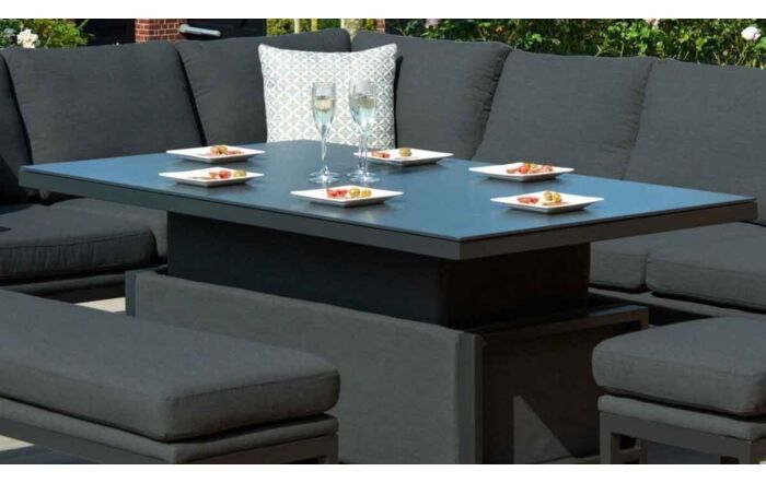 Maze Pulse Rectangular Corner Dining Set with Adjustable Table - Charcoal-FB-PUL-RCD-FPT-ST