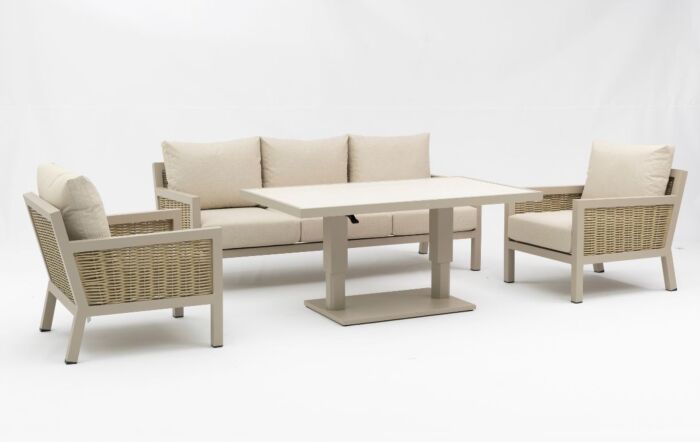 JB Furniture Exclusive Conrad Rattan Three Seat Adjustable Garden Sofa Set - Latte-CW-AR212B