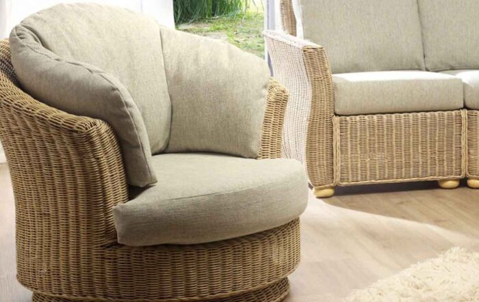 Desser Corsica Cane Rattan Wicker Swivel Chair-CS01