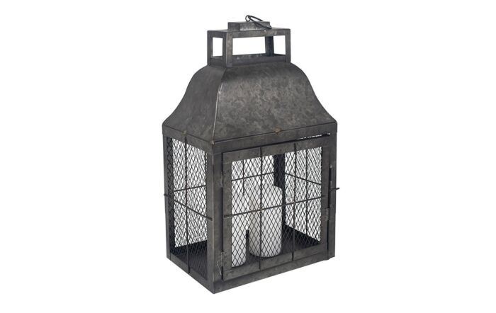 Pacific Lifestyle Dark Grey Galvanised Metal Oblong Small Lantern-70-591-DG-S 1
