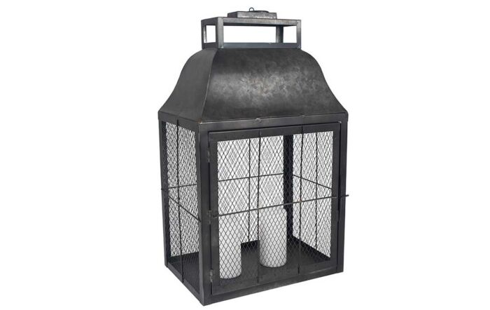 Pacific Lifestyle Dark Grey Galvanised Metal Oblong Large Lantern