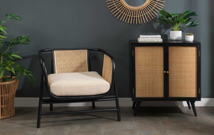 Desser Seoul Black Occasional Chair in Latte Fabric