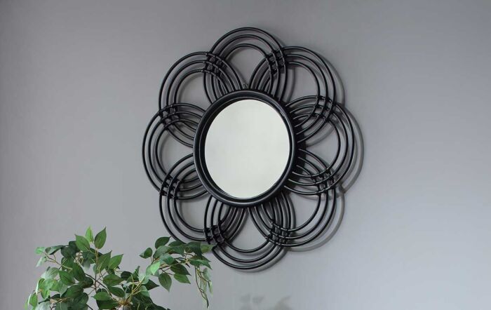 Desser Sunflower Rattan Mirror - Black