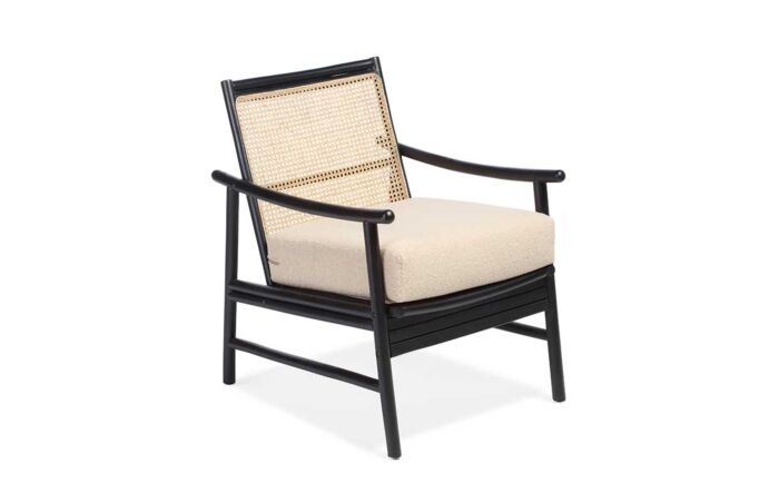 Desser Borneo Black Wicker Chair with Boucle Latte Cushion-201209 1