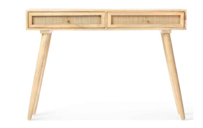 Desser Manhattan 2 Drawer Cane & Wood Console Table In Natural