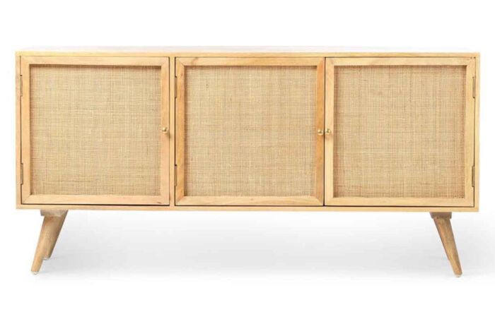 Desser Manhattan Large 3 Door Sideboard Rattan & Wood Cabinet In Natural-22031