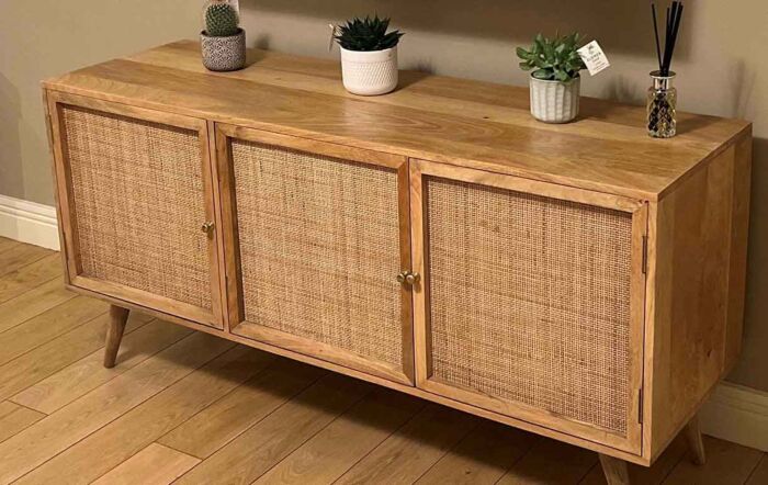 Desser Manhattan Large 3 Door Sideboard Rattan & Wood Cabinet In Natural-22031