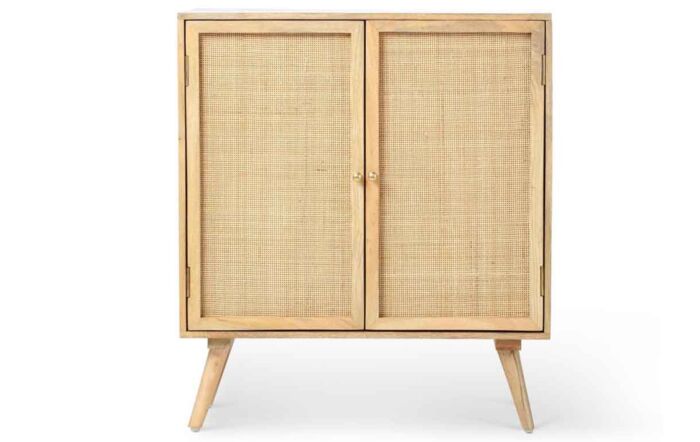 Desser Manhattan Tall 2 Door Sideboard Rattan & Wood Wine Cabinet In Natural-22035