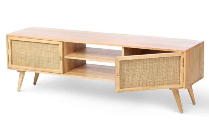 Desser Manhattan Wide Rattan & Wood TV Stand With Storage In Natural-22037