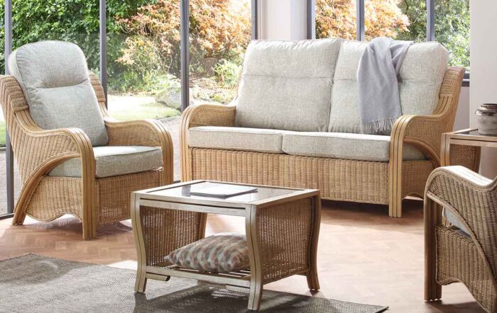 Desser Opera Cane Glass Top Coffee Table-OperaCoffeeT