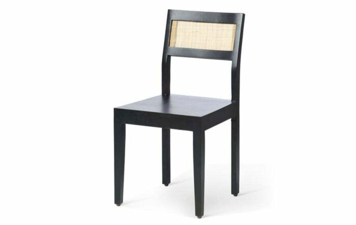 Desser Venice 2 Drawer Cane & Wood Dressing Table Desk & Chair Set In Black-22054