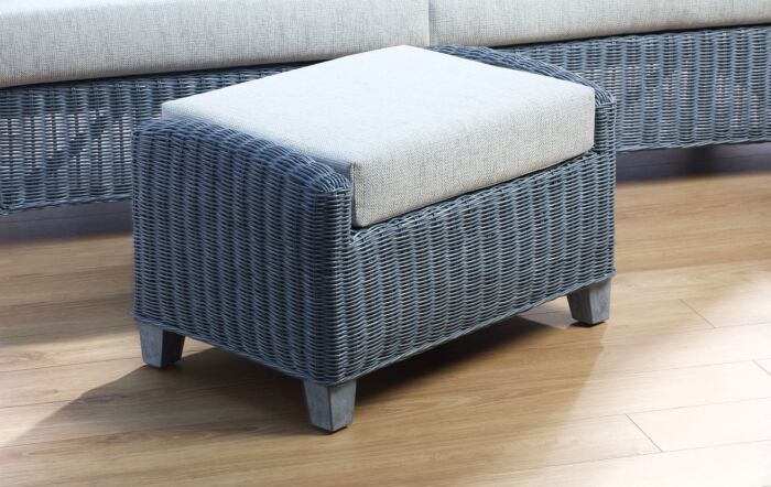 Desser Dijon Cane Rattan Footstool - Grey