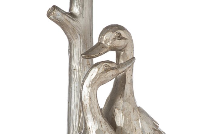 Hill Interiors Silver Pair Of Ducks Table Lamps With Velvet Shade-21461