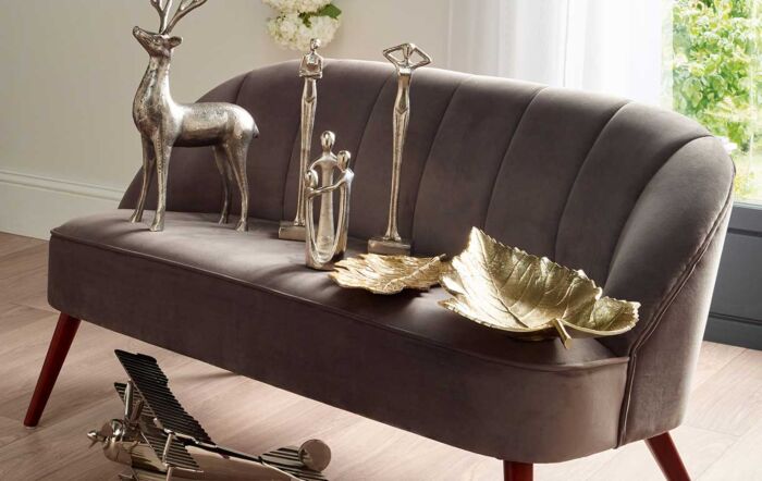 Pacific Lifestyle Dove Grey Velvet Sofa with Walnut Effect Legs-15-256-DG