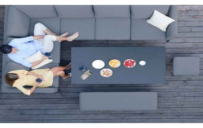 Maze Pulse Rectangular Corner Dining Set with Adjustable Table - Flanelle -FB-PUL-RCD-FL-1