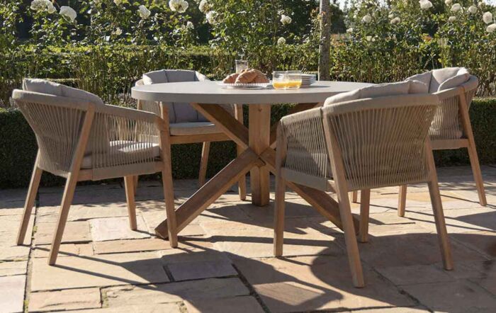 Maze Martinique Rope Weave 4 Seat Round Dining Set -MART-4SRDS-LB