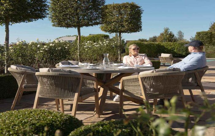 Maze Martinique Rope 6 Seat Round Dining Set-MART-6SRDS-LB