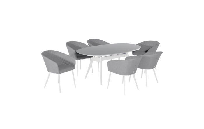 Maze Ambition 6 Seat Oval Dining Set - Lead Chine-FB-DN-AMB-6SOV-SS-LC