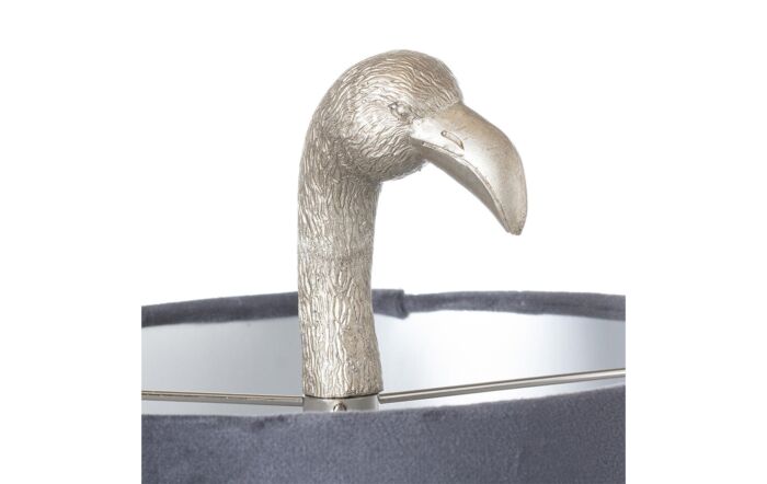 Hill Interiors Florence The Flamingo Silver Table Lamp With Grey Shade-21656