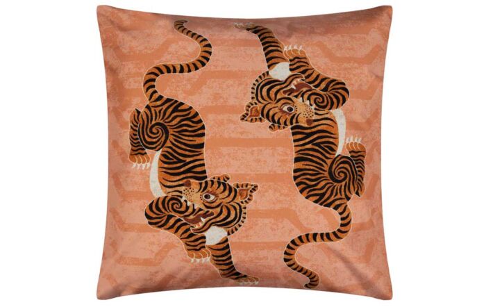 Furn. Tibetan Tiger Outdoor Cushion - Coral