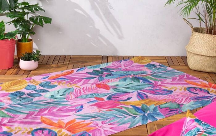 Furn. Psychedelic Jungle 120x170cm Outdoor Rug - Pink