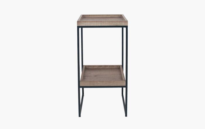 Pacific Lifestyle Gallery Natural Wood Veneer And Black Metal Side Table-76-462