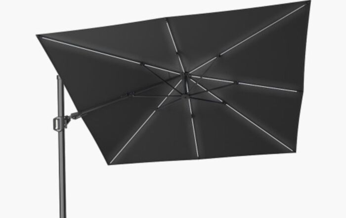 Pacific Lifestyle Glow Challenger T2 3m Square Faded Black Free Arm Parasol With 90kg Wheeled Base-18-190-FB/18-125