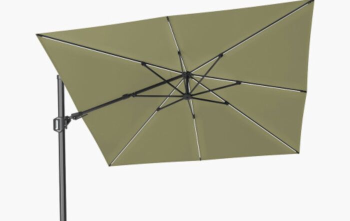 Pacific Lifestyle Glow Challenger T2 3m Square Lush Green Free Arm Parasol With 90kg Wheeled Base-18-190-LU & 18-125