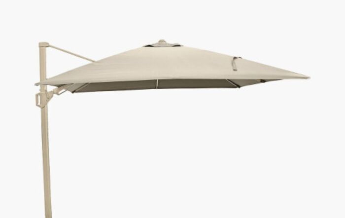 Pacific Lifestyle Glow Challenger T2 3m Square Sandstone-Champagne Free Arm Parasol And Ceramica Sand Filled Wheeled Base 90Kg-18-111-SA-CH-18-299