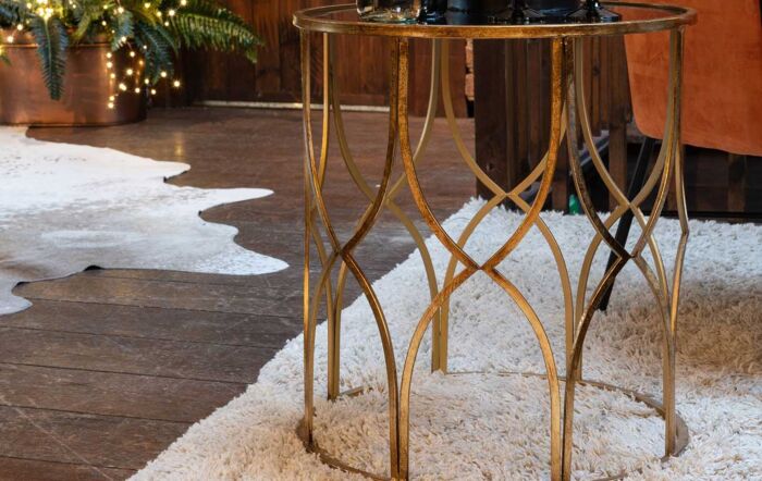 Hill Interiors Set Of Two Lattice Detail Gold Side Tables-18397