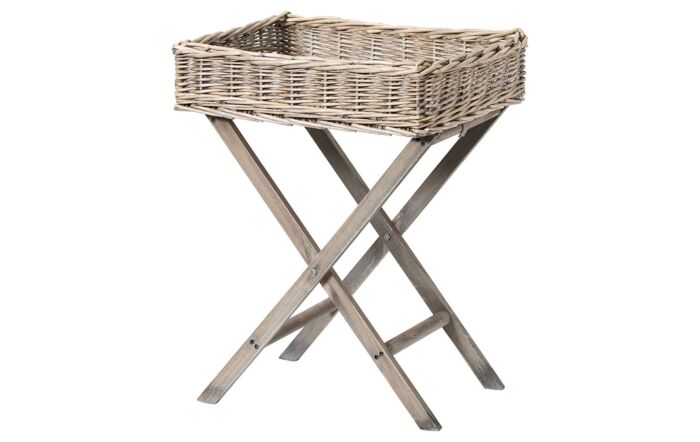 Hill Interiors Grey Wash Wicker Basket Butler Tray