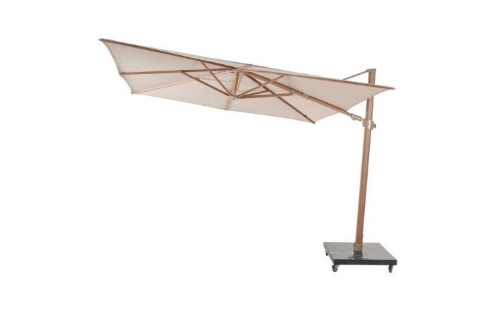 4 Seasons Outdoor Hacienda 300 x 400 cm Wood Look Parasol with 125kg Siesta Granite Grey Base with Wheels - Sand-08684