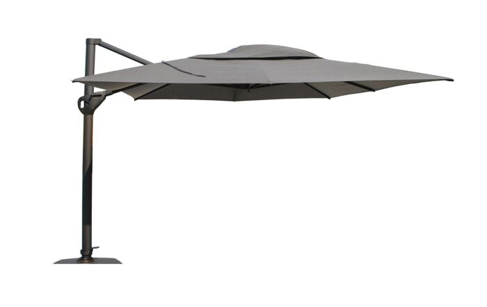 4 Seasons Outdoor Hacienda 300 x 400 cm Parasol with 125kg Siesta Granite Grey Base with Wheels - Grey-08569 1
