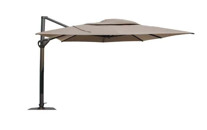 4 Seasons Outdoor Hacienda 300 x 400 cm Parasol with 125kg Siesta Granite Grey Base with Wheels - Taupe-08570