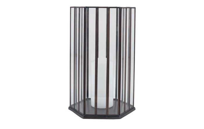 Pacific Lifestyle Antique Brass Metal & Glass Hexagonal Large Lantern-70-578-AB-L