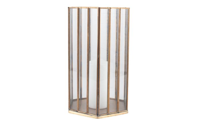 Pacific Lifestyle Shiny Brass Metal & Glass Hexagonal Large Lantern-70-578-SB-L 1