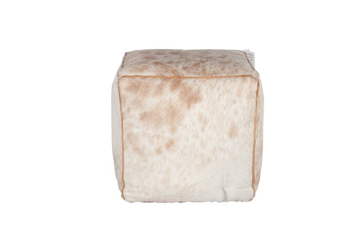 Pacific Lifestyle Luca Brown Hide & Recycled Cotton Pouffe