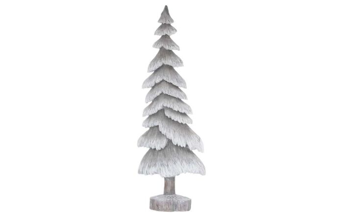 Hill Interiors Carved Wood Effect Grey Tall Snowy Tree