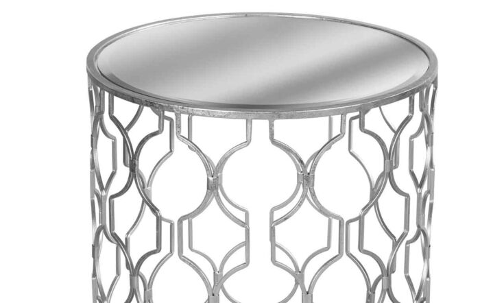 Hill Interiors Set Of 2 Arabesque Silver Foil Mirrored Side Tables-18900