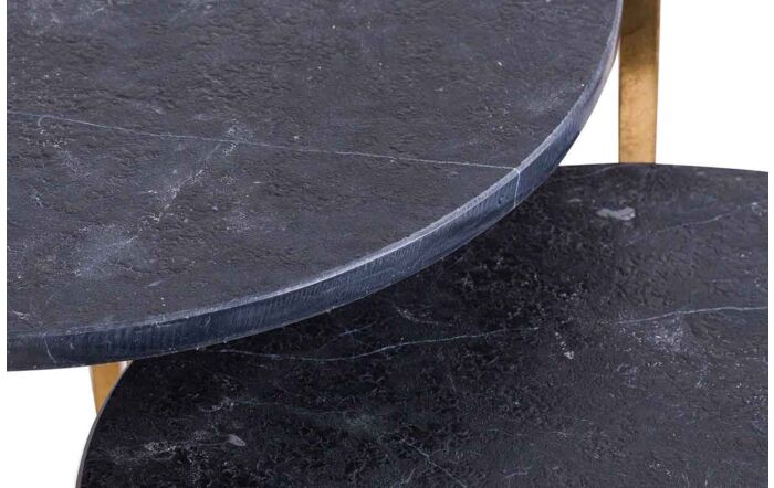 Hill Interiors Set Of 2 Gold & Black Marble Tables-20802